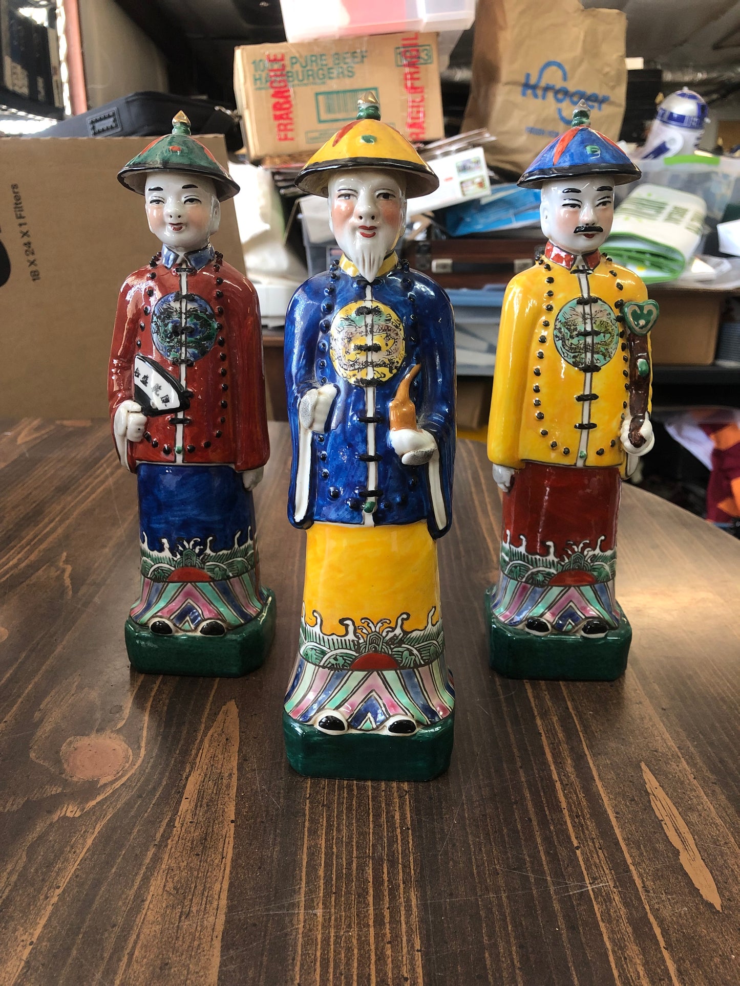Set of 3 Chinese Porcelain Figures - Qing Emperors