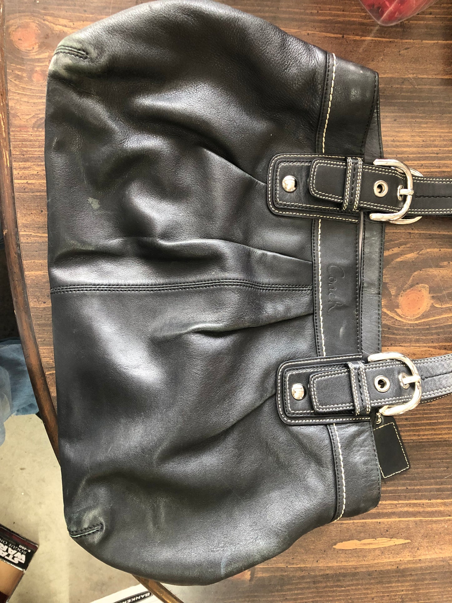 Coach Black Pleated Tote Bag