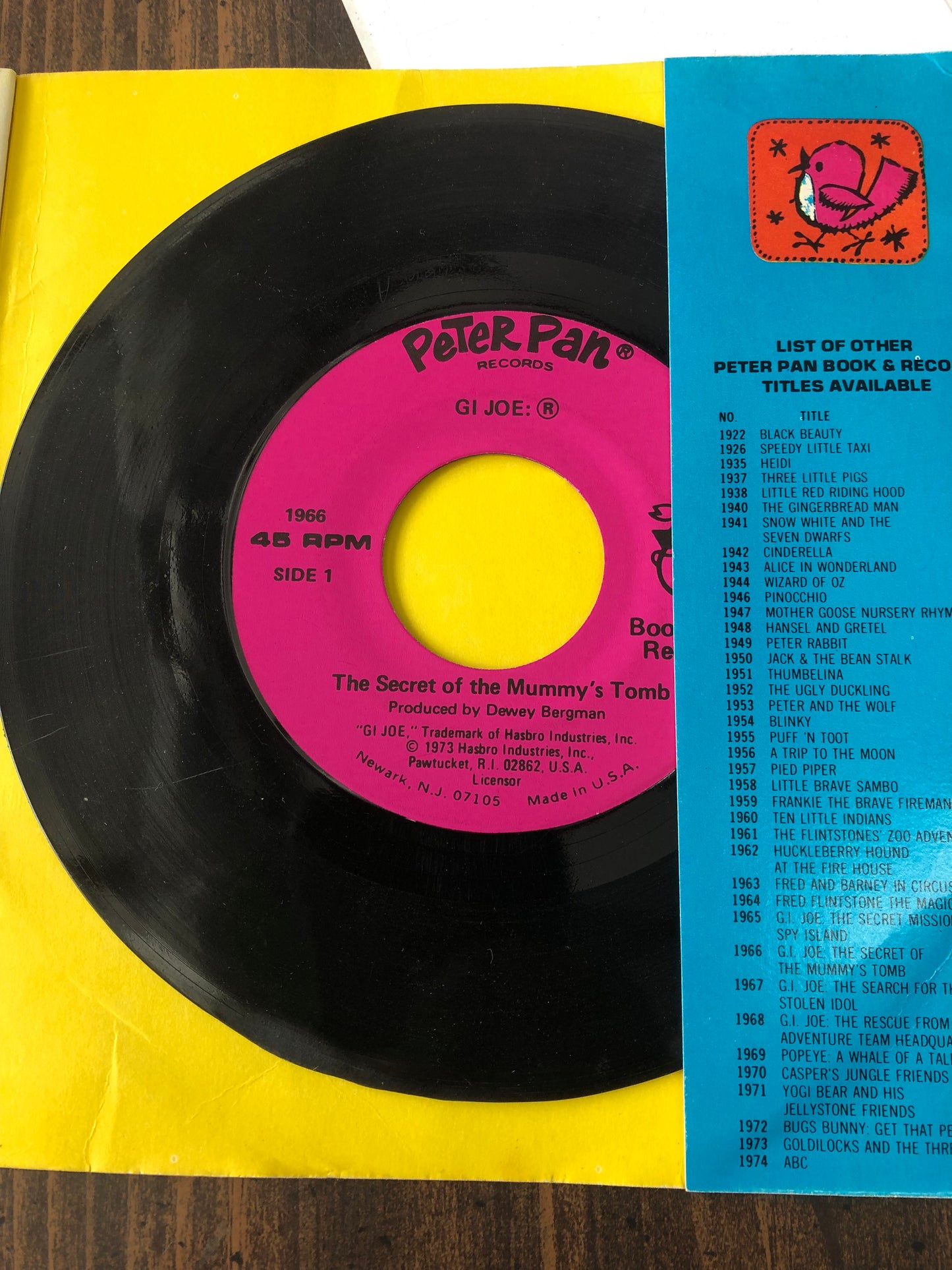 GI Joe Book and Vinyl Record -- "Secret of the Mummy's Tomb"