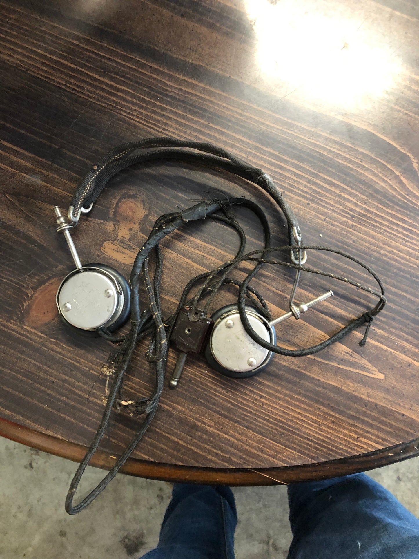 Antique WW2 Era Military Headphones and Microphone