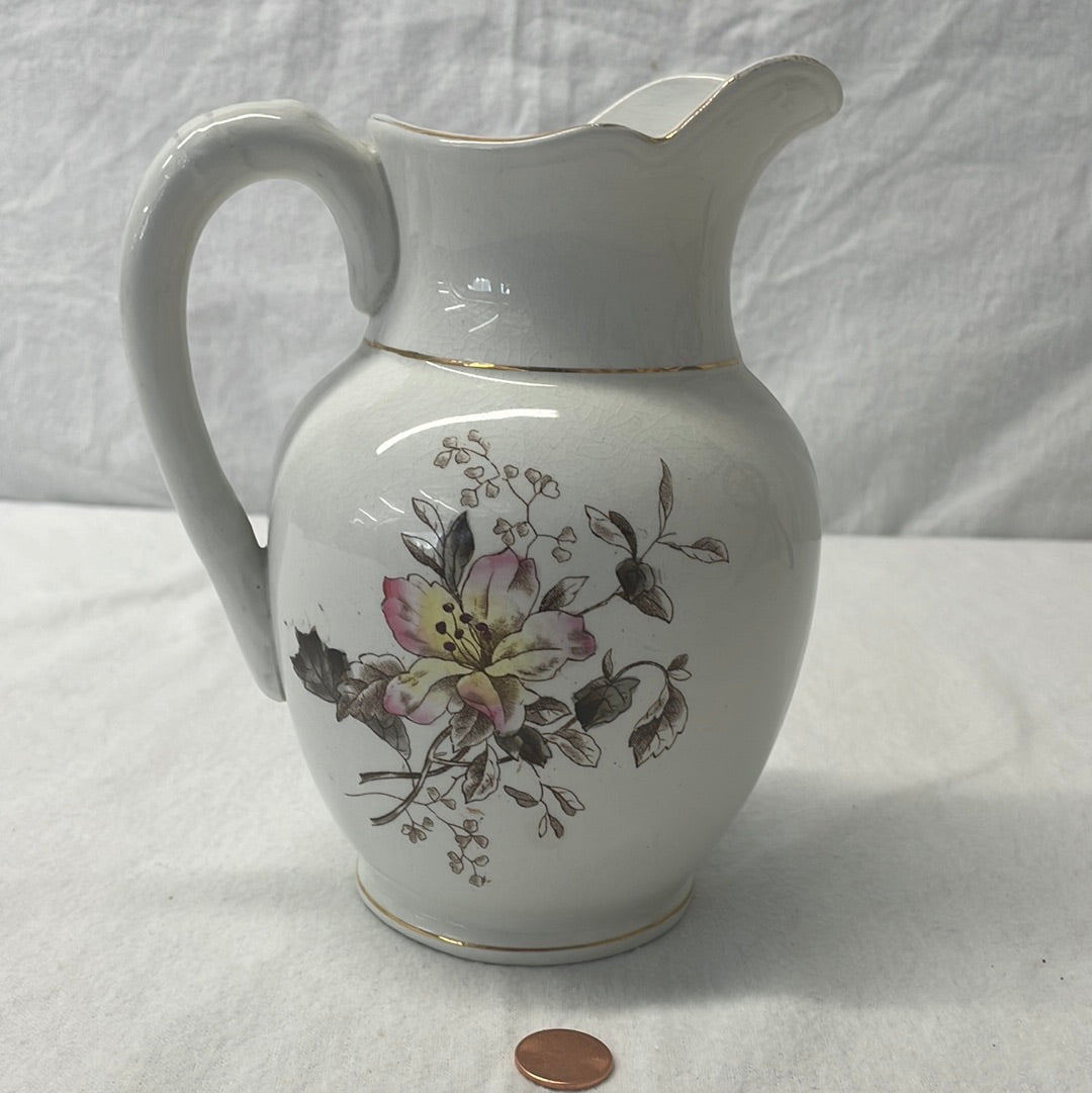 Vintage Ironstone Floral Pitcher