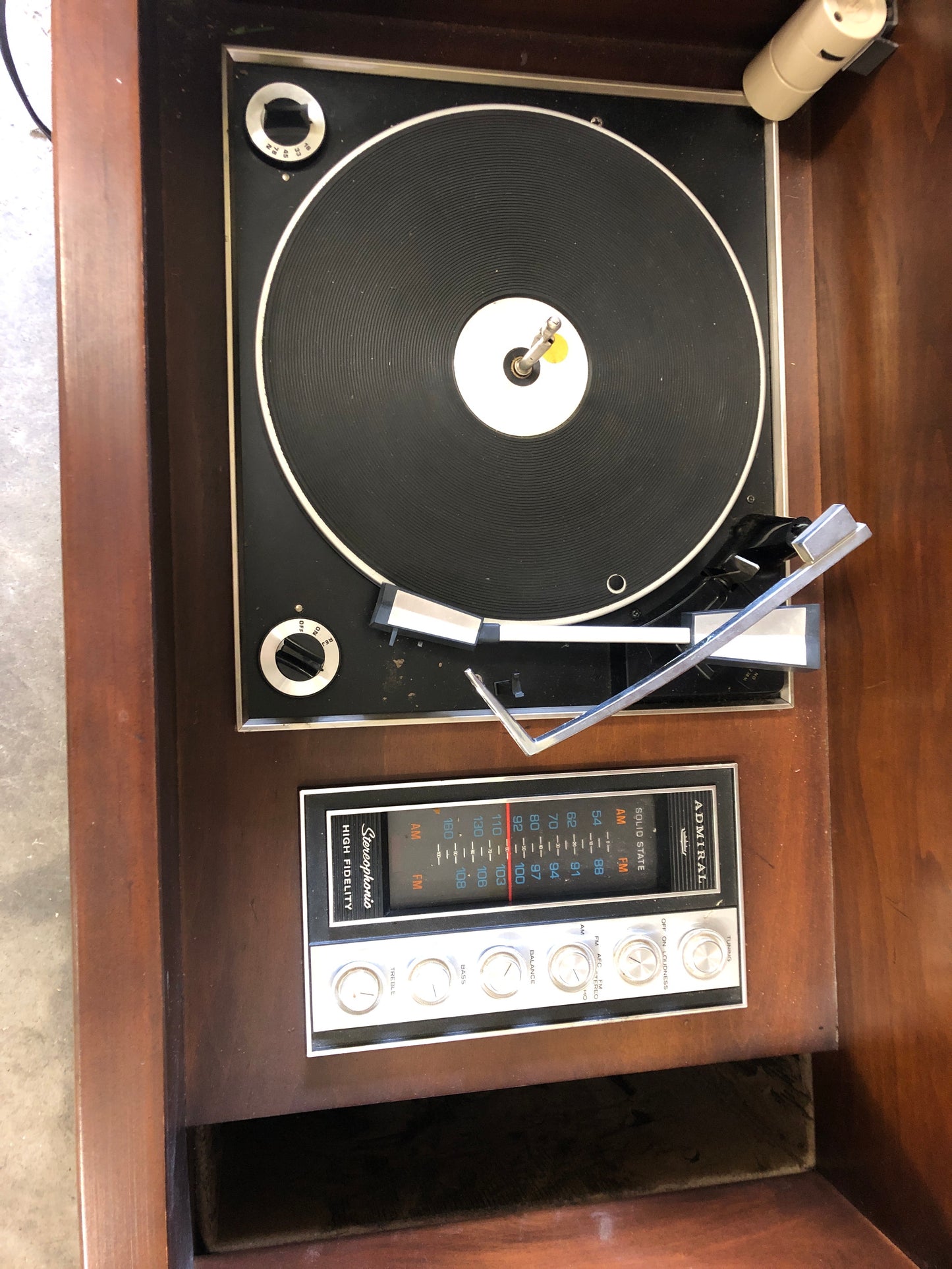 1966 Admiral AM/FM Radio and Record Player Console