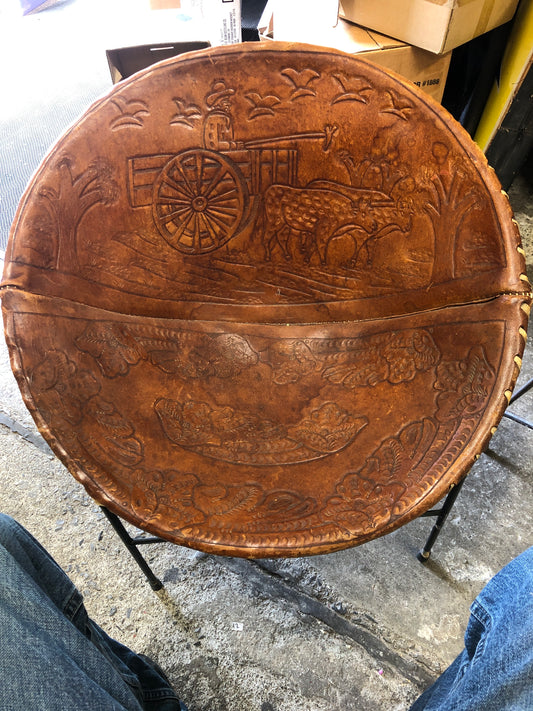 Etched Bolivian Genuine Leather Chair