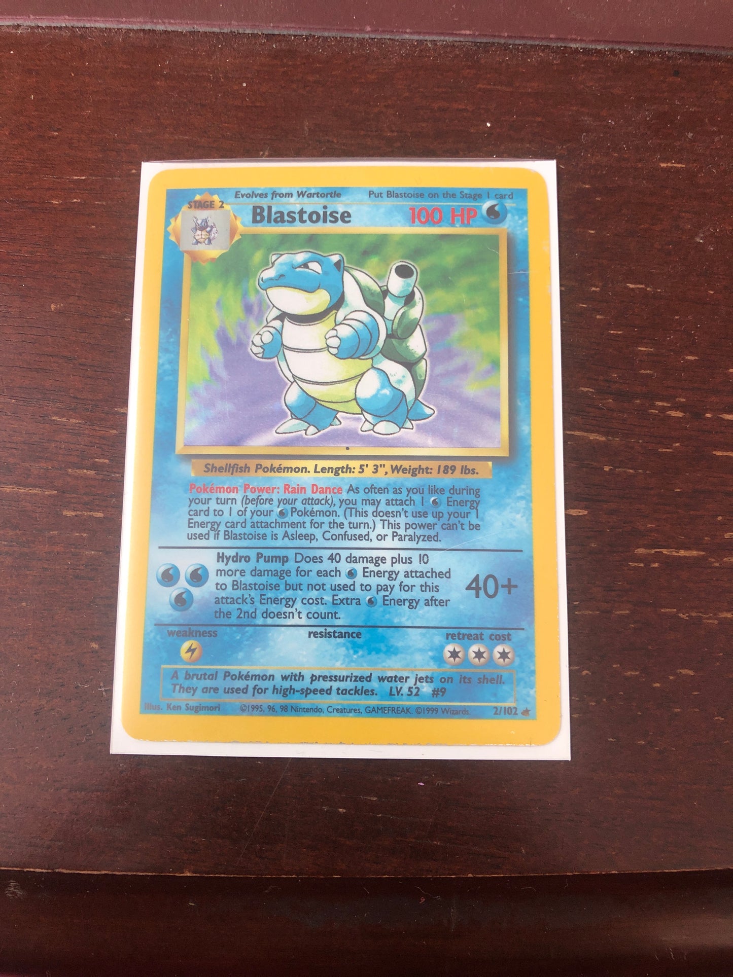 Pokemon Blastoise Holographic Rare 1999