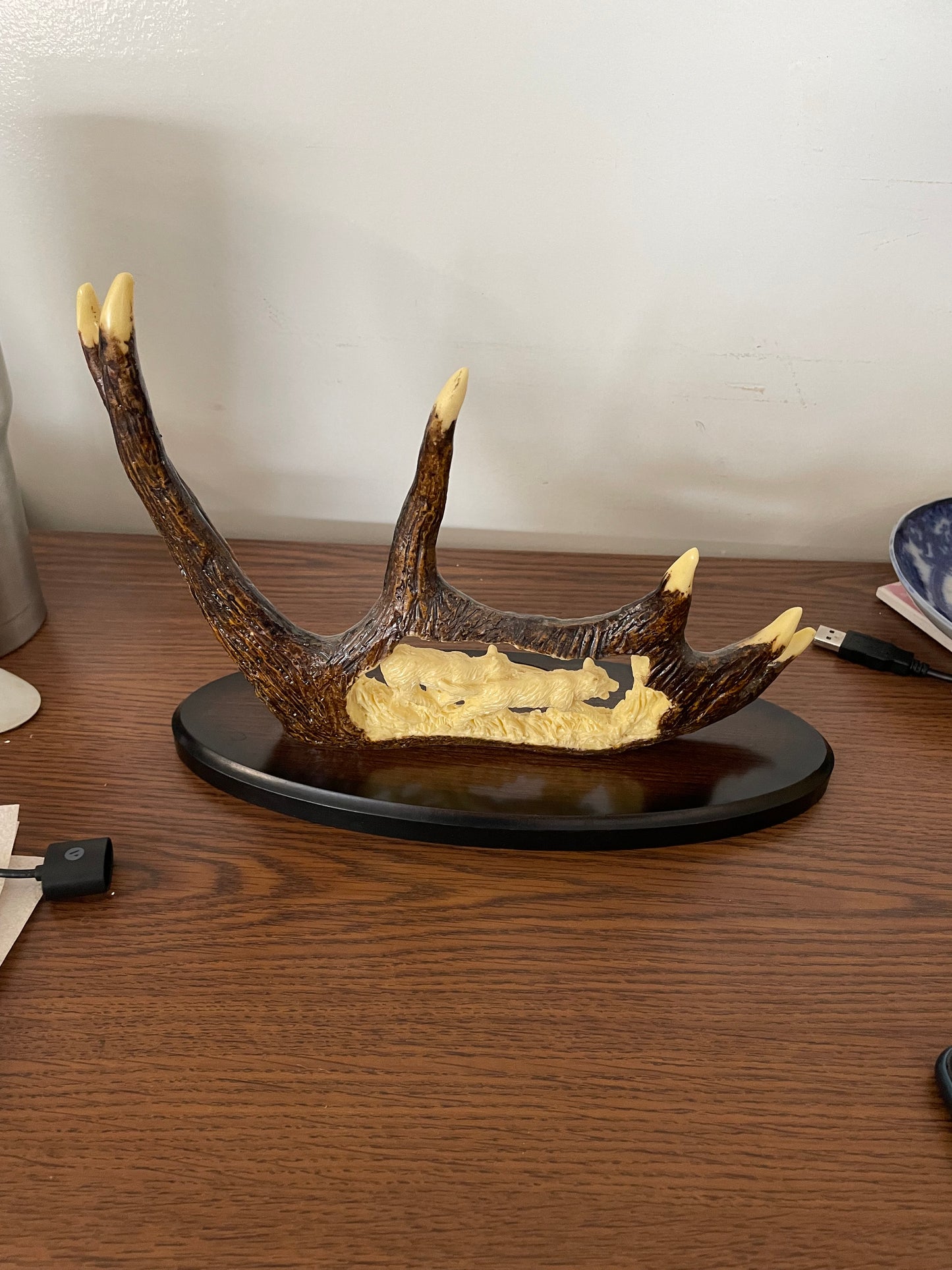 Vintage Carved Alaskan Moose Antler
